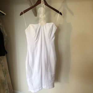 White dress with shell neck tie